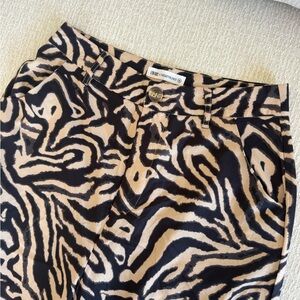 12th Tribe Animal Print Wide Leg Pants - Black and Tan